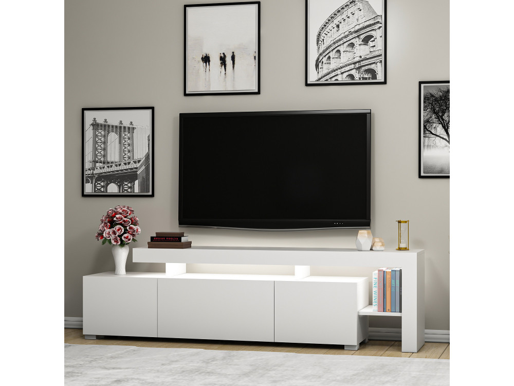 Drewniany stojak TV "Beliz" 192 x 37 x 53 cm - Biały