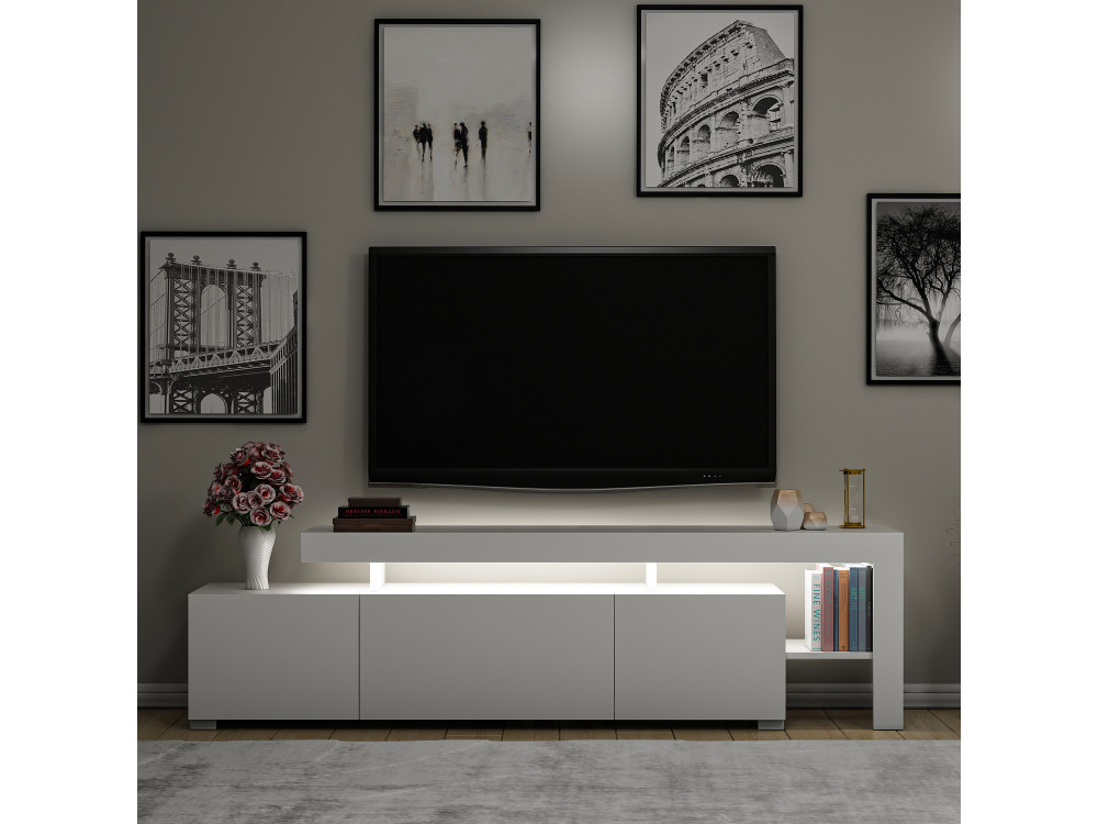 Drewniany stojak TV "Beliz" 192 x 37 x 53 cm - Biały