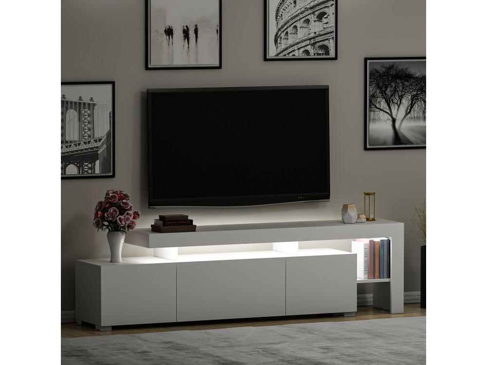 Drewniany stojak TV "Beliz" 192 x 37 x 53 cm - Biały