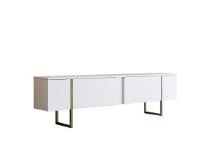 Drewniana podstawa pod telewizor "Luxe" - 180 x 30 x 50 cm - Białe złoto