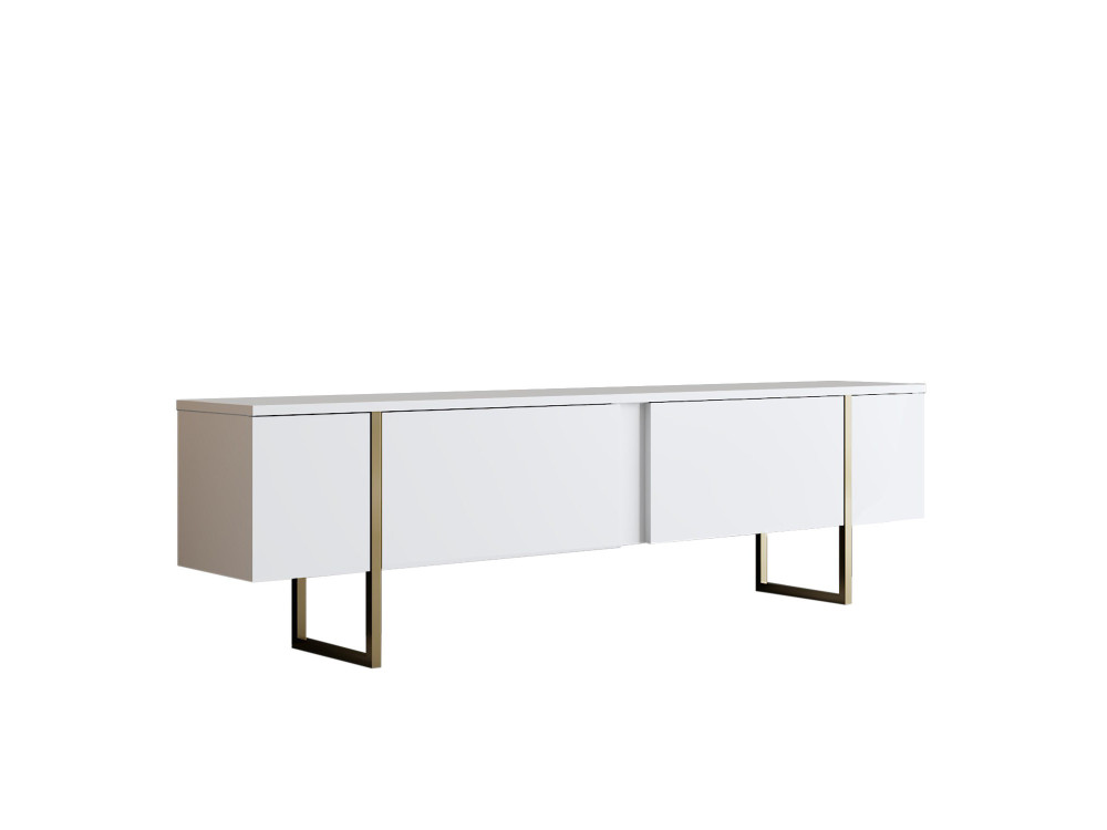 Drewniana podstawa pod telewizor "Luxe" - 180 x 30 x 50 cm - Białe złoto