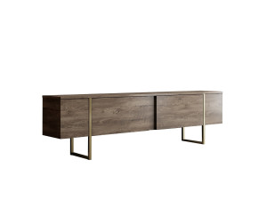Drewniana podstawa pod telewizor "Luxe" - 180 x 30 x 50 cm - WalnutGold