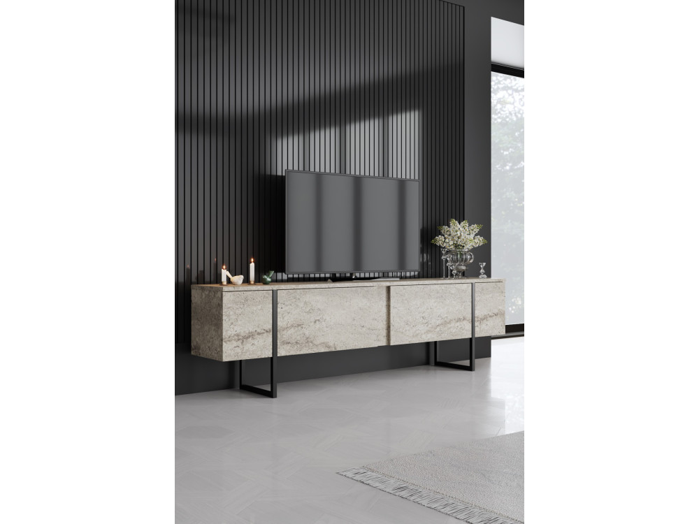 Drewniana podstawa pod telewizor "Luxe" - 180 x 30 x 50 cm - TravertineBlack