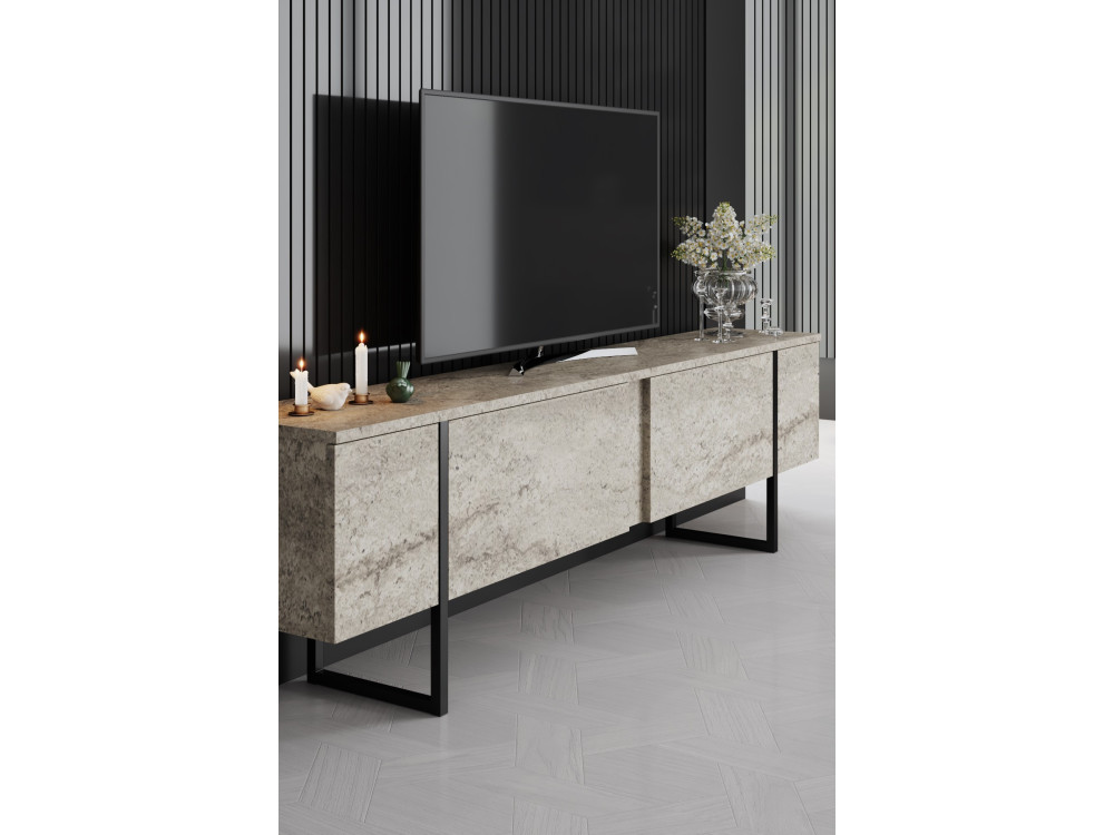 Drewniana podstawa pod telewizor "Luxe" - 180 x 30 x 50 cm - TravertineBlack