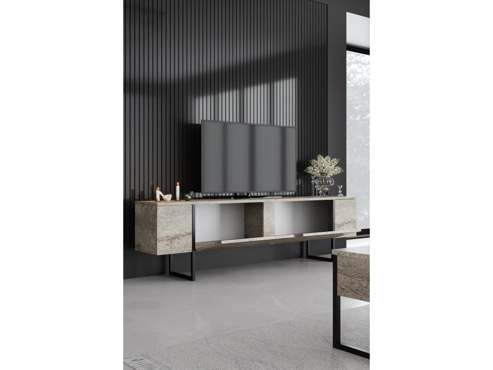 Drewniana podstawa pod telewizor "Luxe" - 180 x 30 x 50 cm - TravertineBlack