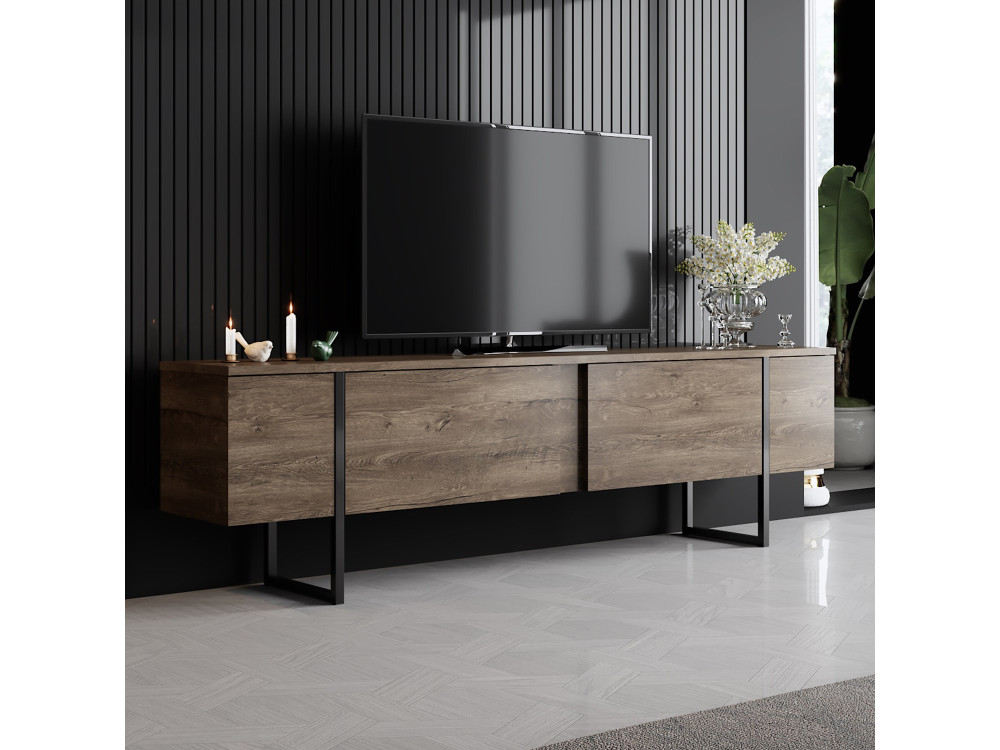 Drewniana podstawa pod telewizor "Luxe" - 180 x 30 x 50 cm - orzech czarny