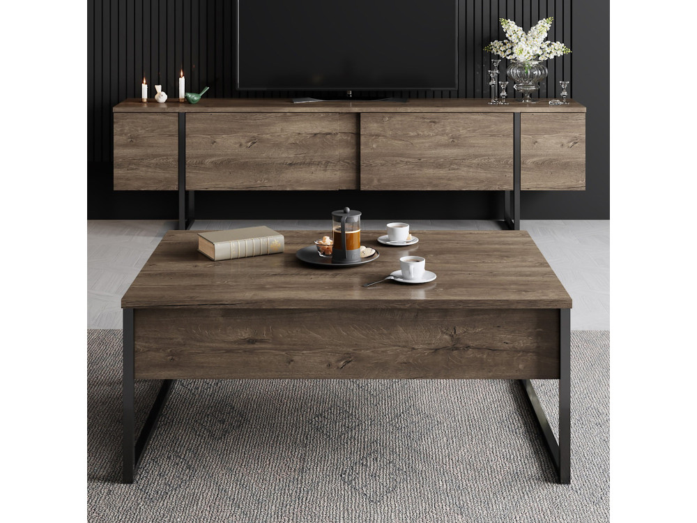 Drewniana podstawa pod telewizor "Luxe" - 180 x 30 x 50 cm - orzech czarny