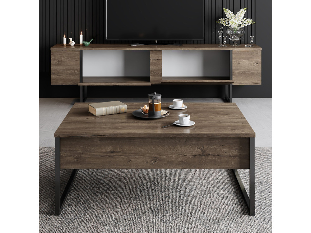 Drewniana podstawa pod telewizor "Luxe" - 180 x 30 x 50 cm - orzech czarny