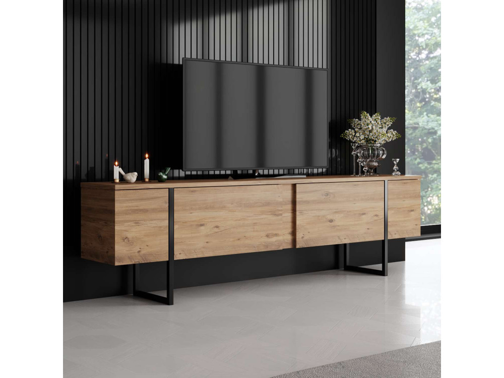 Drewniany stojak pod telewizor "Luxe" - 180 x 30 x 50 cm - Brązowy