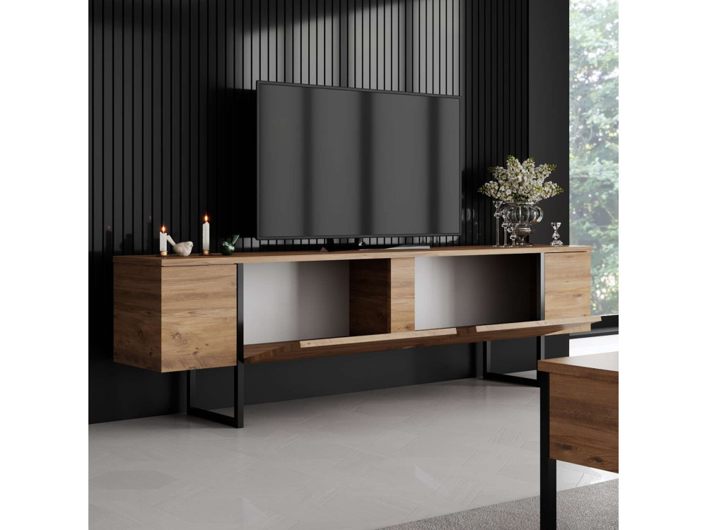 Drewniany stojak pod telewizor "Luxe" - 180 x 30 x 50 cm - Brązowy