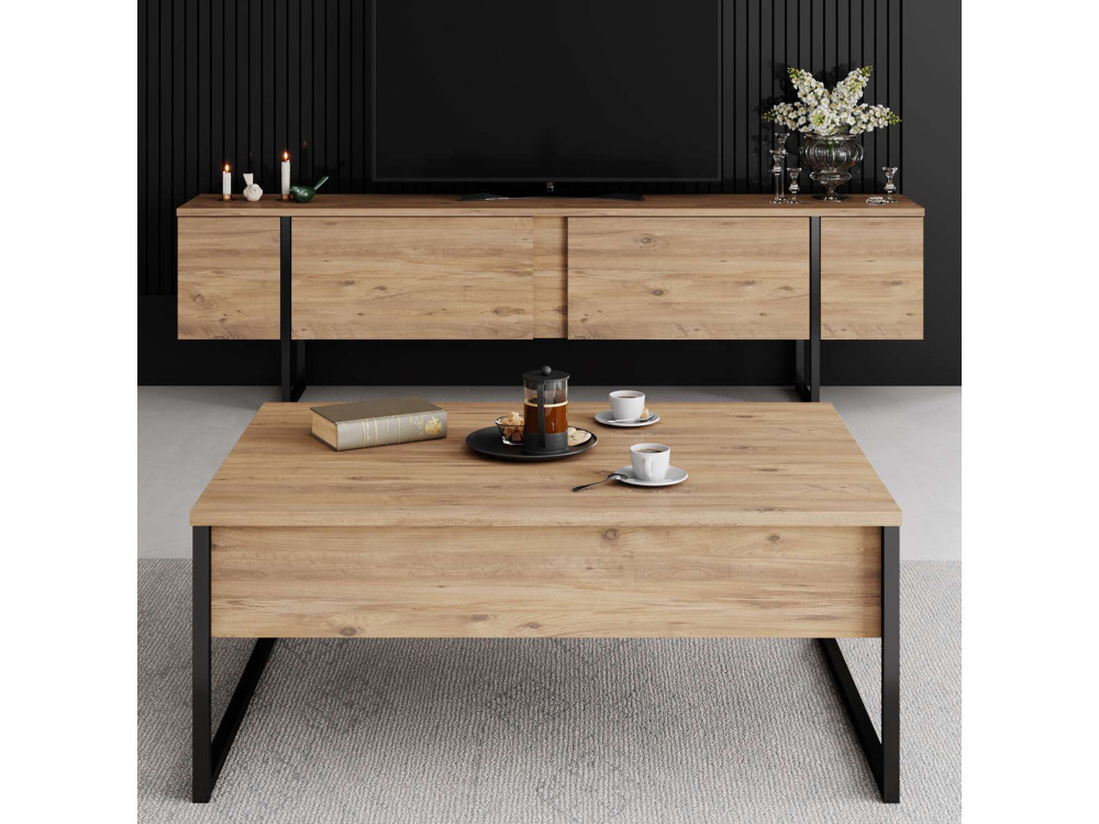 Drewniany stojak pod telewizor "Luxe" - 180 x 30 x 50 cm - Brązowy