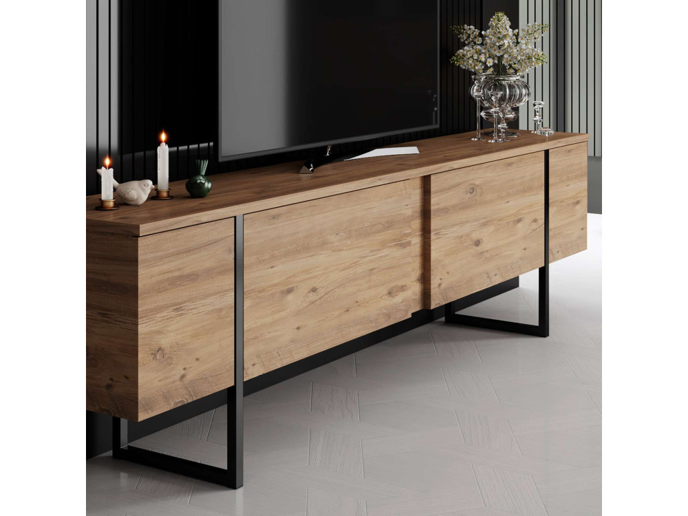 Drewniany stojak pod telewizor "Luxe" - 180 x 30 x 50 cm - Brązowy