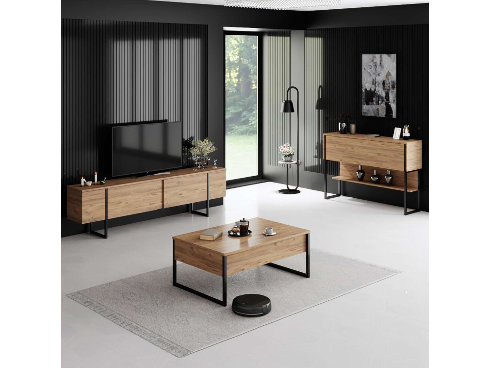 Drewniany stojak pod telewizor "Luxe" - 180 x 30 x 50 cm - Brązowy