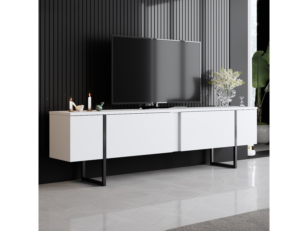 Drewniana podstawa pod telewizor "Luxe" - 180 x 30 x 50 cm - Biały