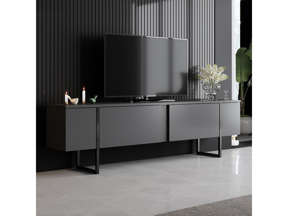 Drewniana podstawa pod telewizor "Luxe" - 180 x 30 x 50 cm - Czarny