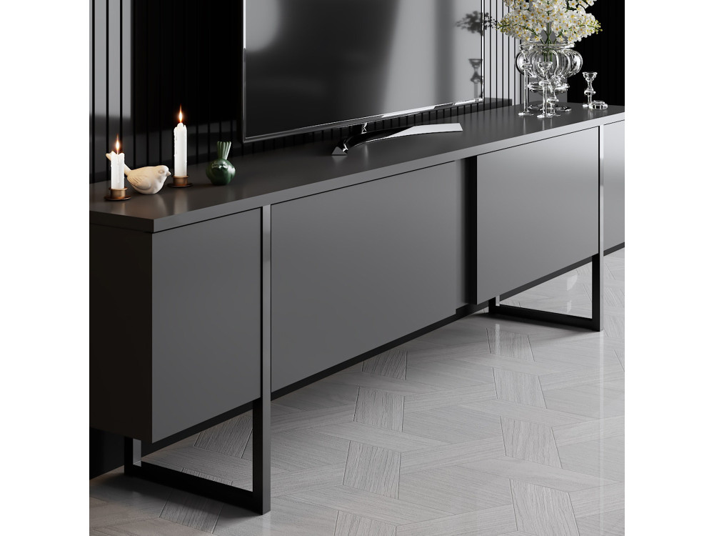 Drewniana podstawa pod telewizor "Luxe" - 180 x 30 x 50 cm - Czarny