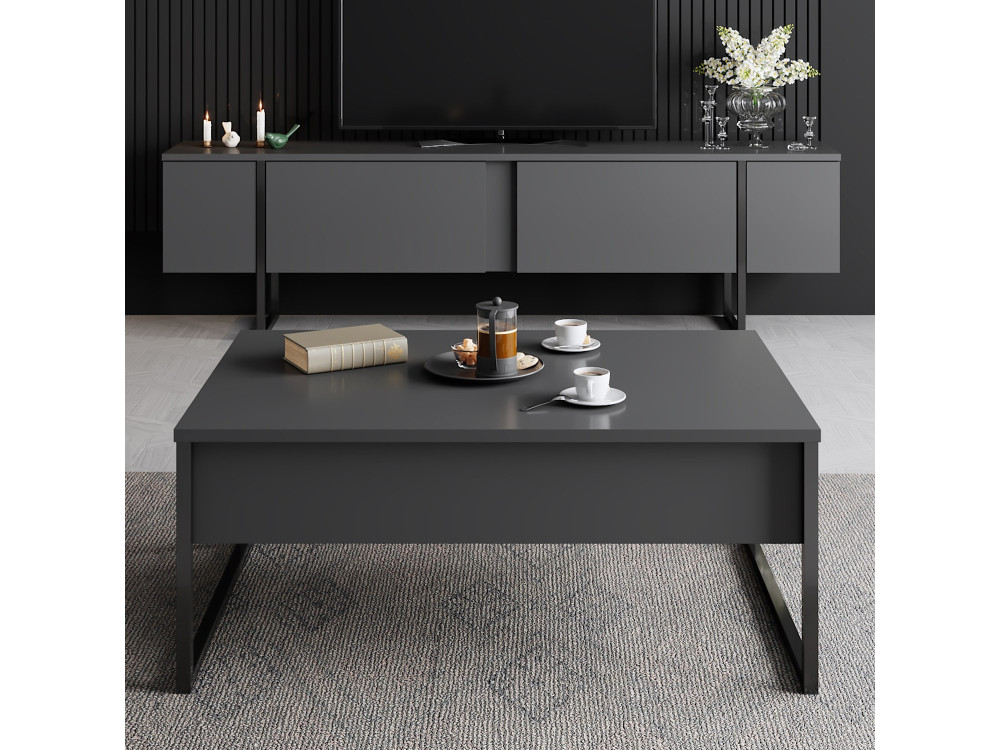 Drewniana podstawa pod telewizor "Luxe" - 180 x 30 x 50 cm - Czarny