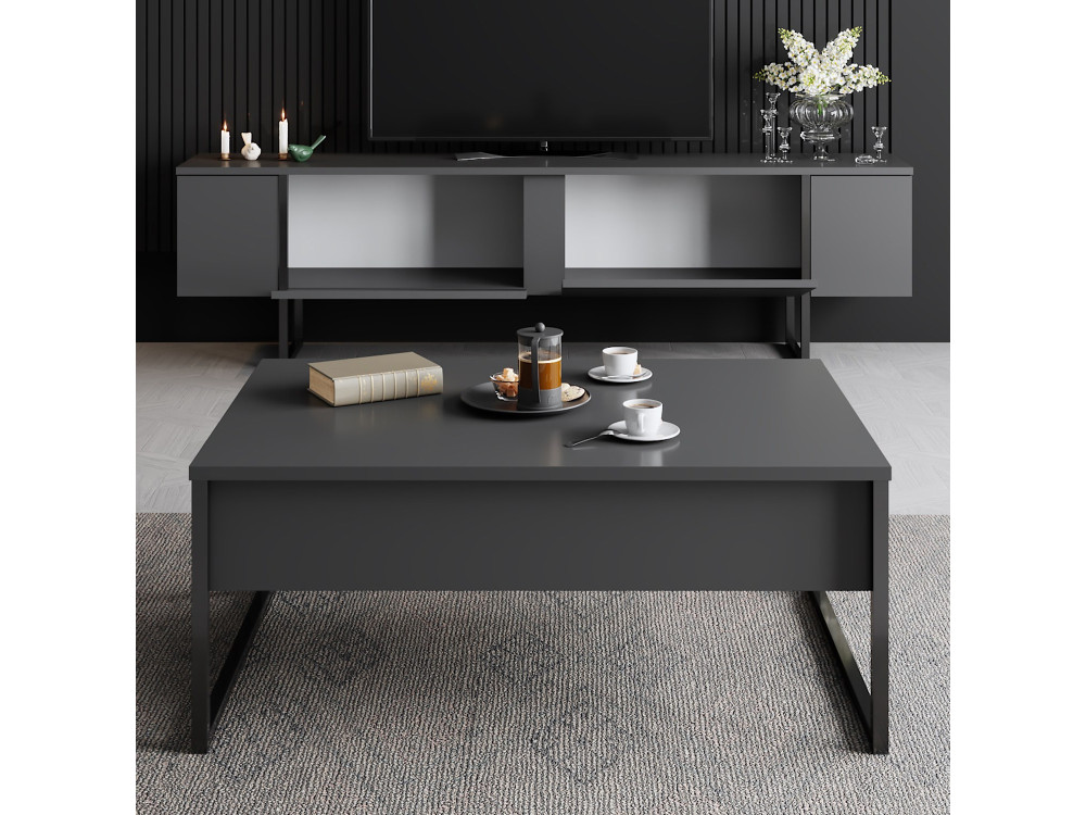 Drewniana podstawa pod telewizor "Luxe" - 180 x 30 x 50 cm - Czarny