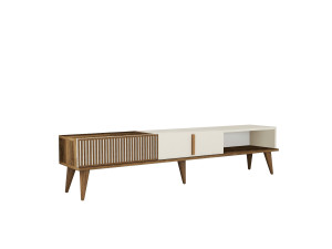 Drewniana podstawa pod telewizor "Milan" - 180 x 35 x 40 cm - Orzech kremowy