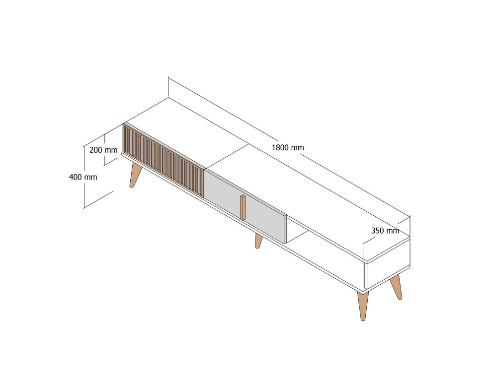 Drewniana podstawa pod telewizor "Milan" - 180 x 35 x 40 cm - Orzech kremowy