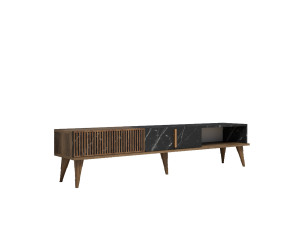 Drewniany stojak TV "Milan" - 180 x 35 x 40 cm - orzech czarny