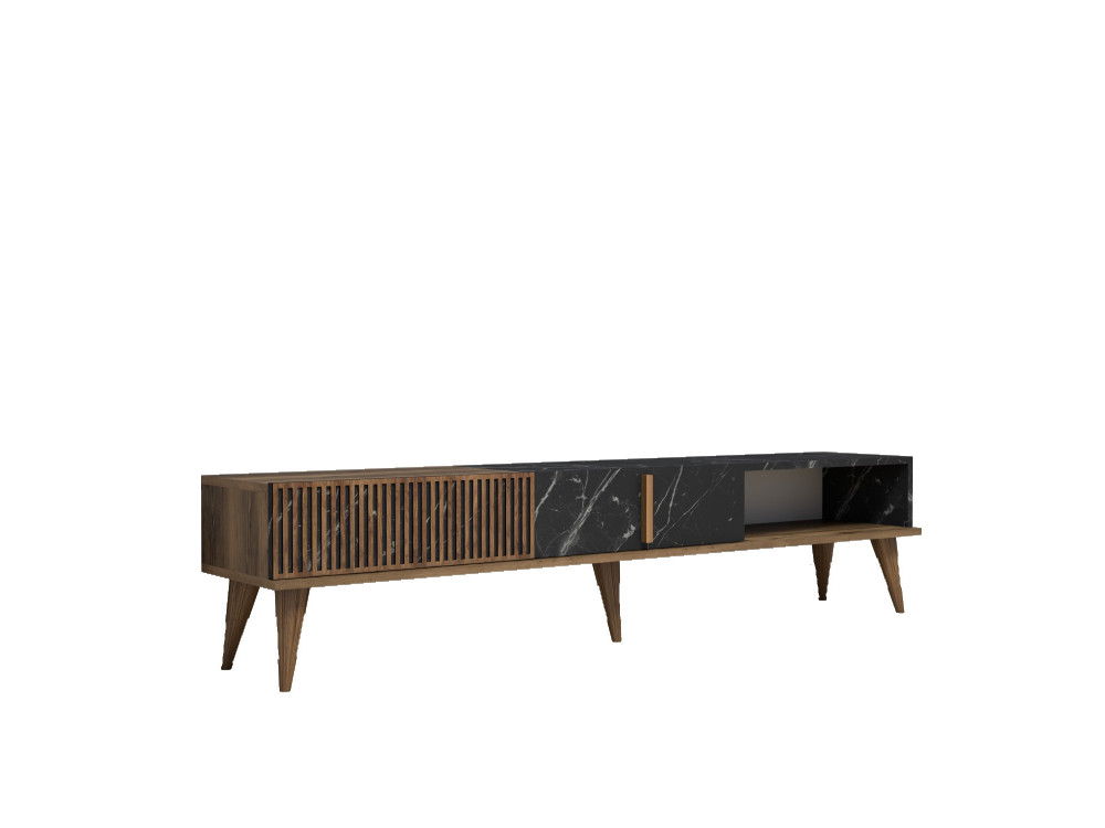 Drewniany stojak TV "Milan" - 180 x 35 x 40 cm - orzech czarny