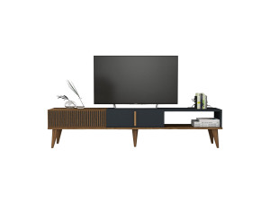 Drewniana podstawa pod telewizor "Milan" - 180 x 35 x 40 cm - Orzech, Antracyt