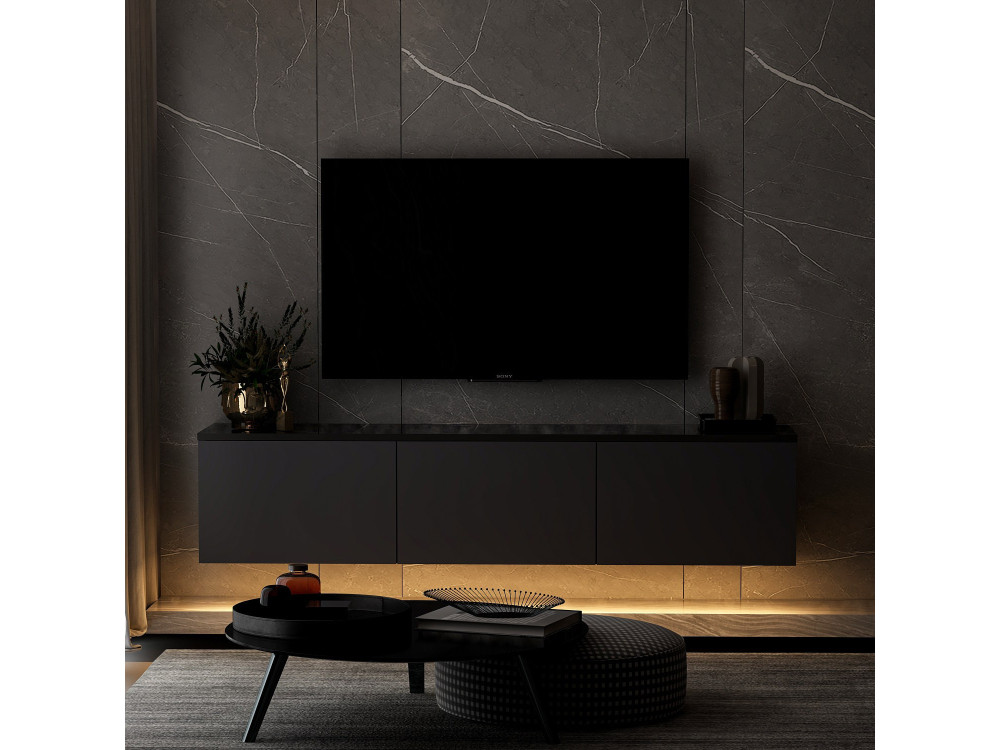 Drewniana podstawa pod telewizor "Neon" - 160 x 32 x 35 cm - Antracyt