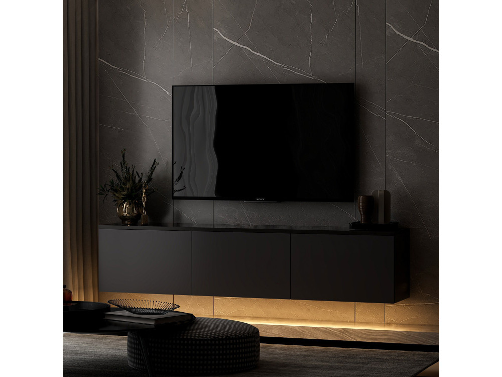 Drewniana podstawa pod telewizor "Neon" - 160 x 32 x 35 cm - Antracyt