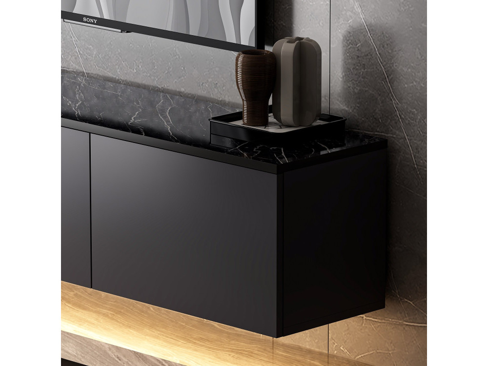 Drewniana podstawa pod telewizor "Neon" - 160 x 32 x 35 cm - Antracyt