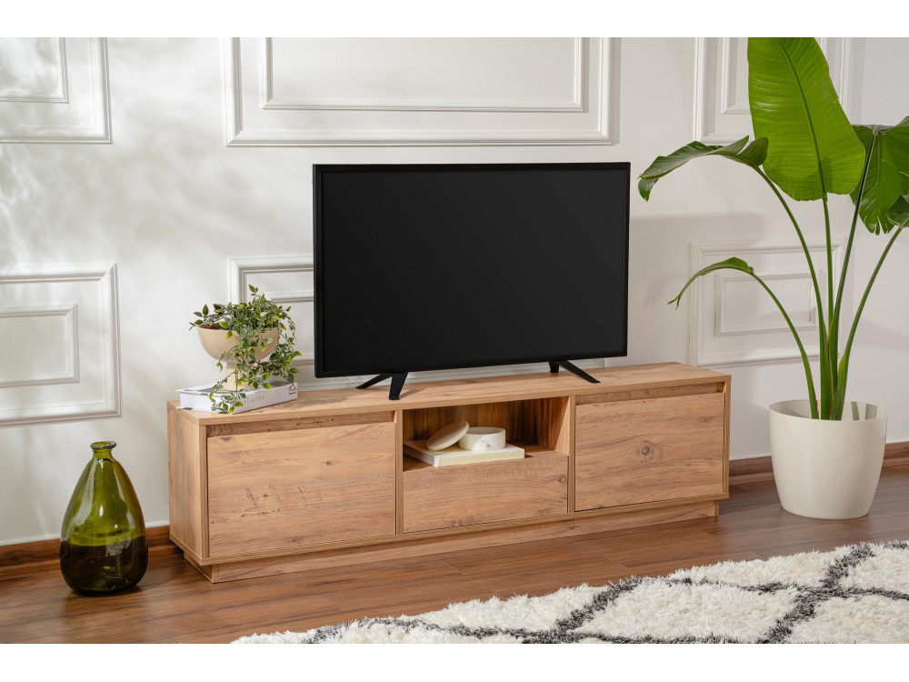 Drewniana podstawa pod telewizor "Vanguard" - 160 x 29 x 42 cm - sosna atlantycka