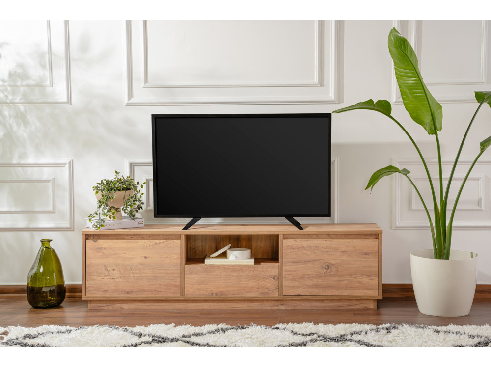 Drewniana podstawa pod telewizor "Vanguard" - 160 x 29 x 42 cm - sosna atlantycka