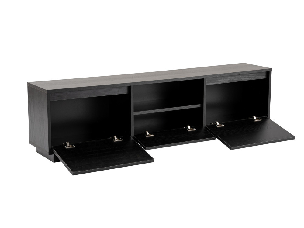 Drewniana podstawa pod telewizor "Vanguard" 160 x 30 x 42 cm - Czarne drewno