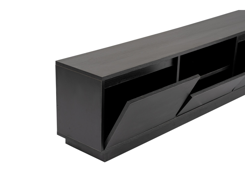 Drewniana podstawa pod telewizor "Vanguard" 160 x 30 x 42 cm - Czarne drewno