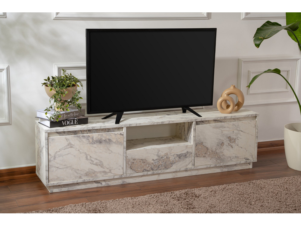 Drewniana podstawa pod telewizor "Vanguard" 160 x 30 x 42 cm - marmur frezja