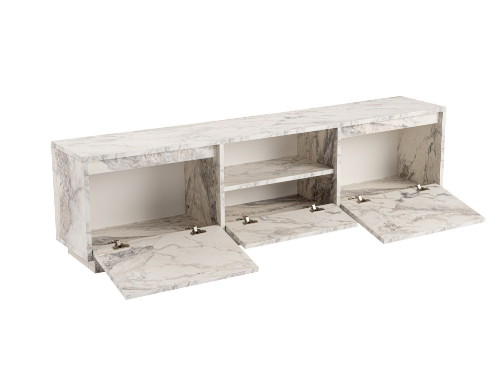 Drewniana podstawa pod telewizor "Vanguard" 160 x 30 x 42 cm - marmur frezja
