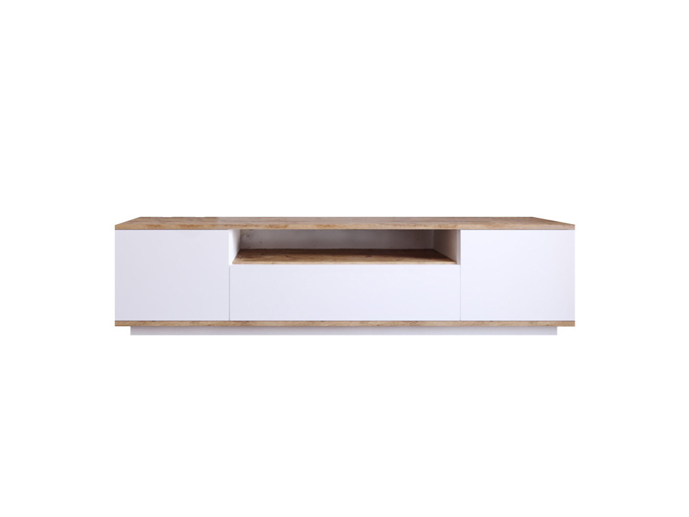 Drewniana podstawa pod telewizor FR7 - 180 x 44 x 44 cm - sosna atlantycka-biała