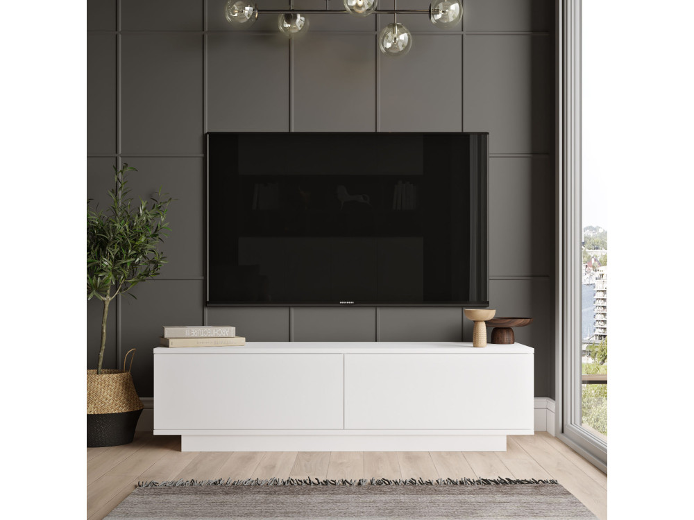 Drewniana podstawa pod telewizor "FN1" - 140 x 35 x 38 cm - Biały