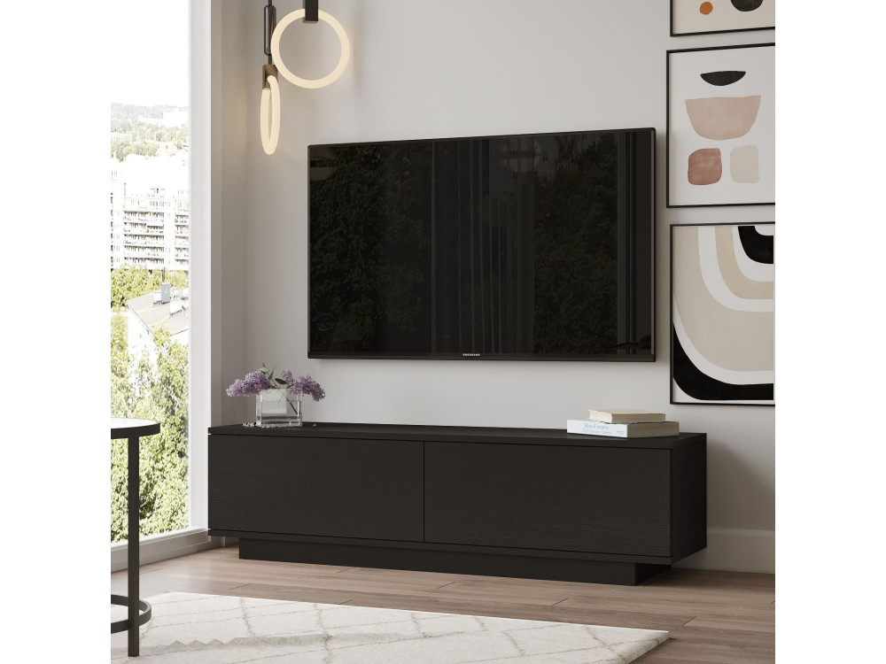 Drewniany stojak na telewizor "FN1" - 140 x 35 x 38 cm - Czarny
