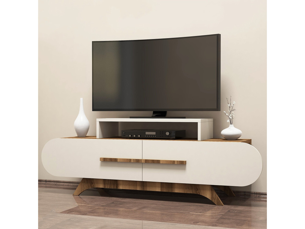 Drewniana podstawa pod telewizor "Rose" - 145 x 36 x 49 cm - Orzech kremowy