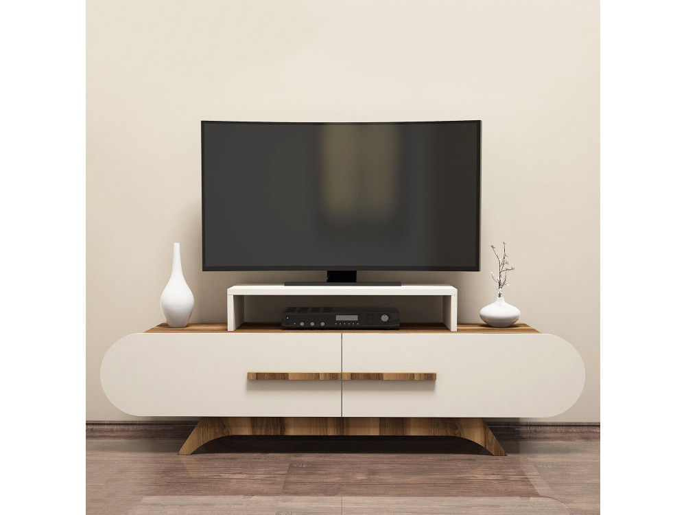 Drewniana podstawa pod telewizor "Rose" - 145 x 36 x 49 cm - Orzech kremowy