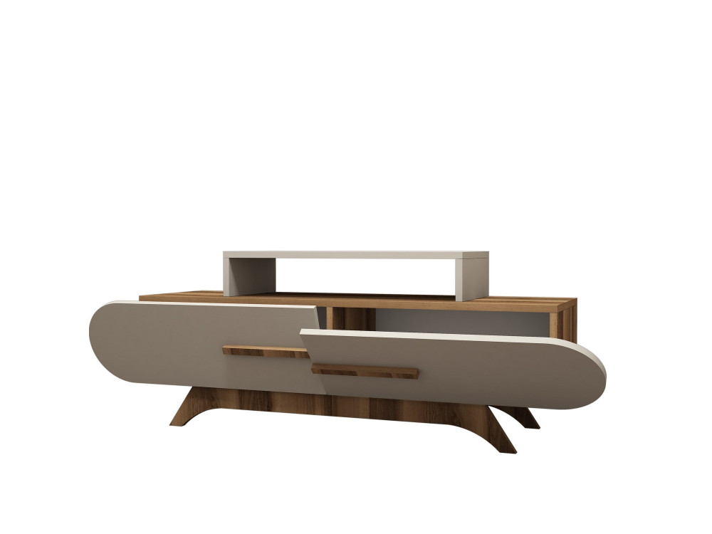 Drewniana podstawa pod telewizor "Rose" - 145 x 36 x 49 cm - Orzech kremowy