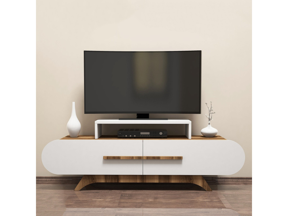 Drewniana szafka pod telewizor "Rose" - 145 x 36 x 49 cm - Biały