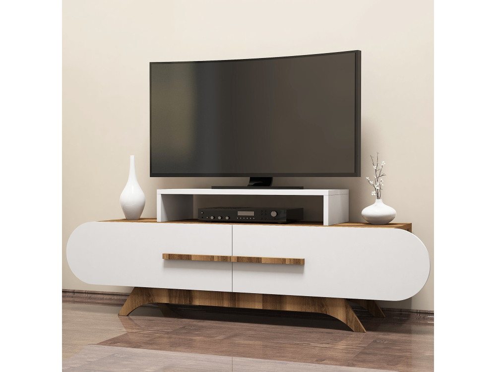 Drewniana szafka pod telewizor "Rose" - 145 x 36 x 49 cm - Biały