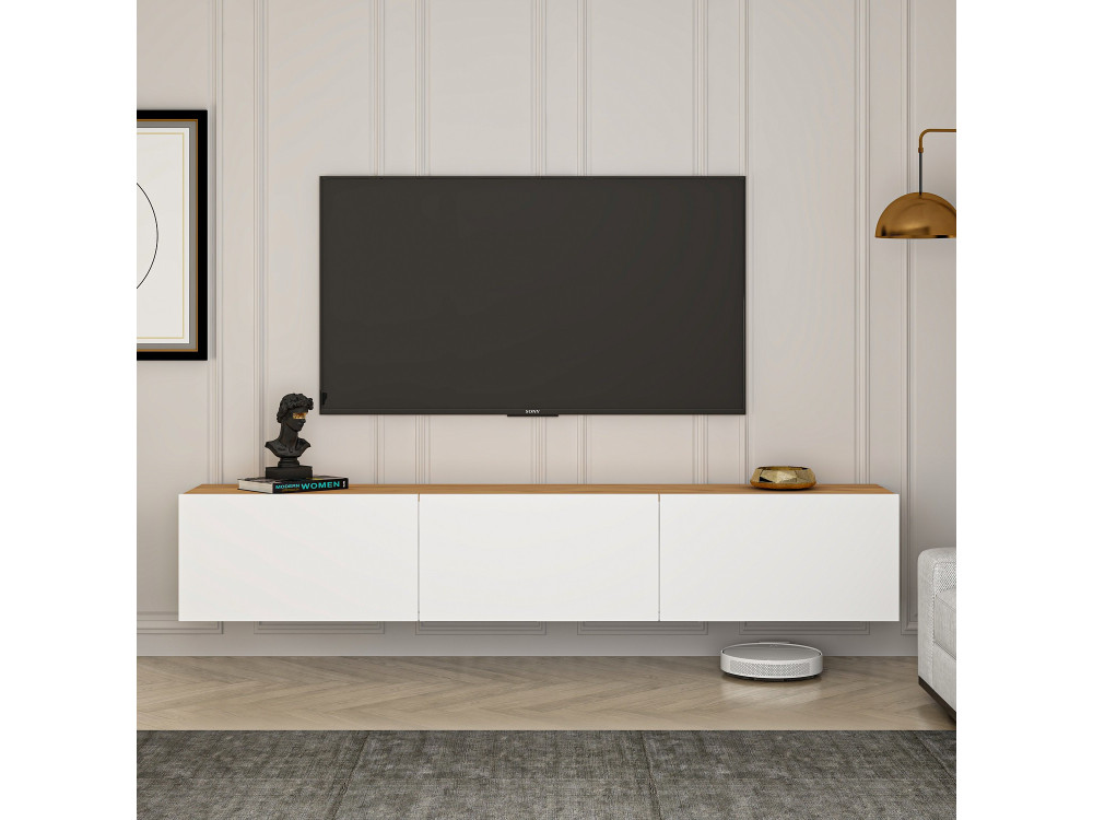 Drewniana podstawa pod telewizor "West" - 150 x 32 x 30 cm - sosna biała atlantycka