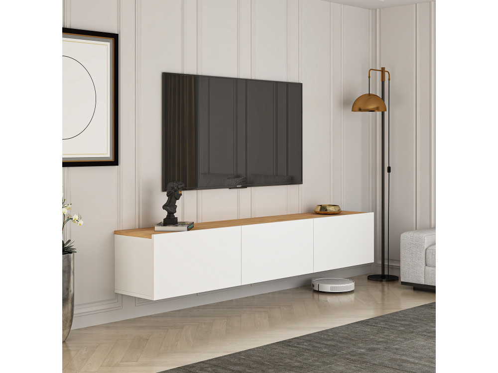 Drewniana podstawa pod telewizor "West" - 150 x 32 x 30 cm - sosna biała atlantycka