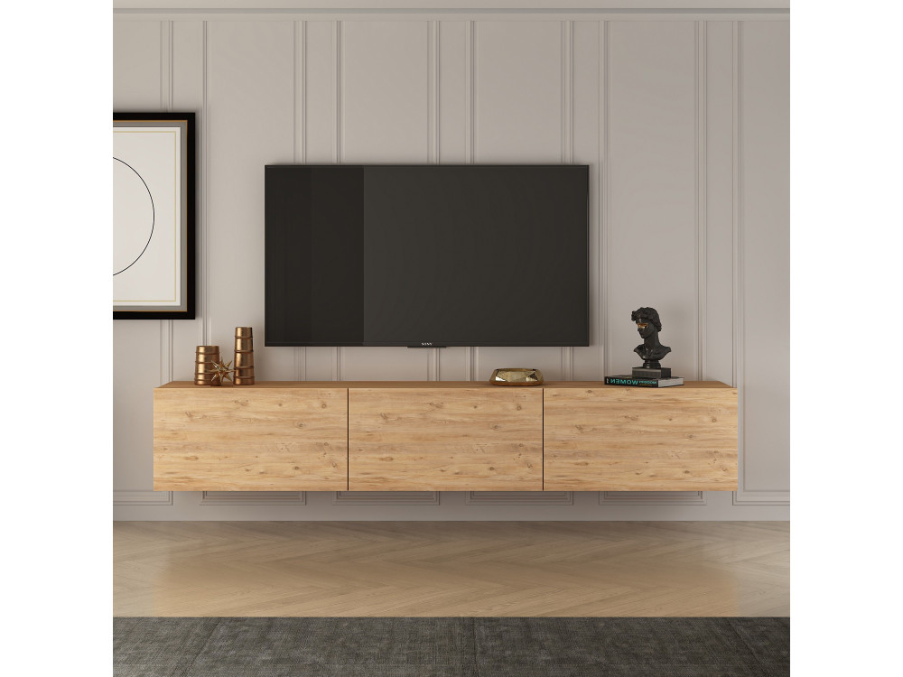 Drewniana szafka pod telewizor "West" 150 x 32 x 30 cm - sosna atlantycka