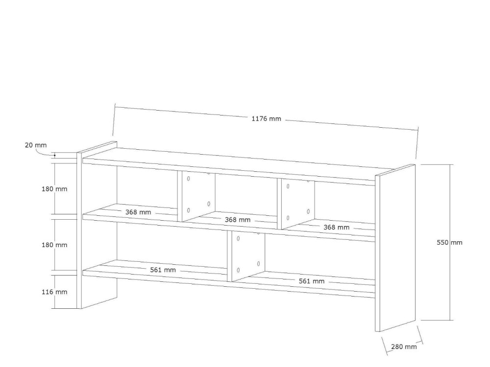 Drewniana podstawa pod telewizor "Pera" - 117 x 28 x 55 cm - sosna atlantycka