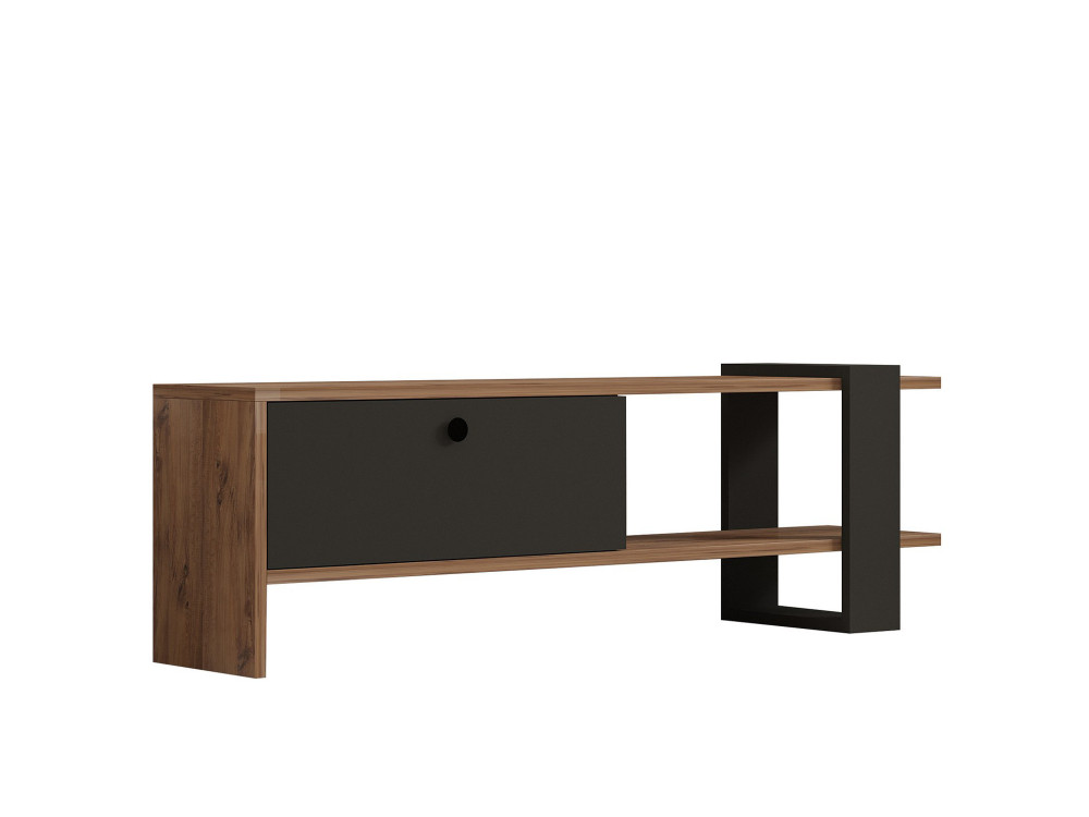 Drewniana podstawa pod telewizor "Ova" - 120 x 25 x 36 cm - dąb-antracyt