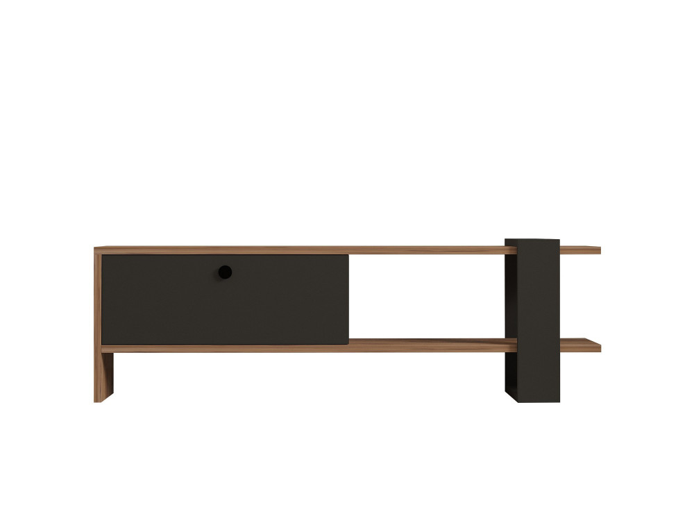 Drewniana podstawa pod telewizor "Ova" - 120 x 25 x 36 cm - dąb-antracyt